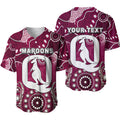 (Custom Personalised) Queensland Maroons Baseball Jersey Aboriginal  LT6