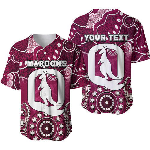 (Custom Personalised) Queensland Maroons Baseball Jersey Aboriginal  LT6