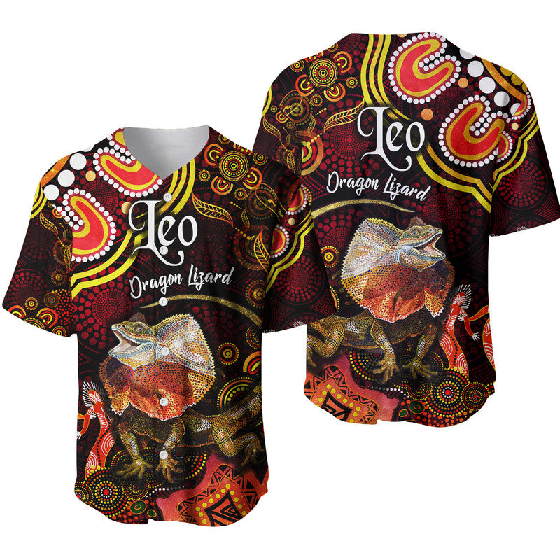 australian-astrology-baseball-jersey-leo-dragon-lizard-zodiac-aboriginal-vibes-red