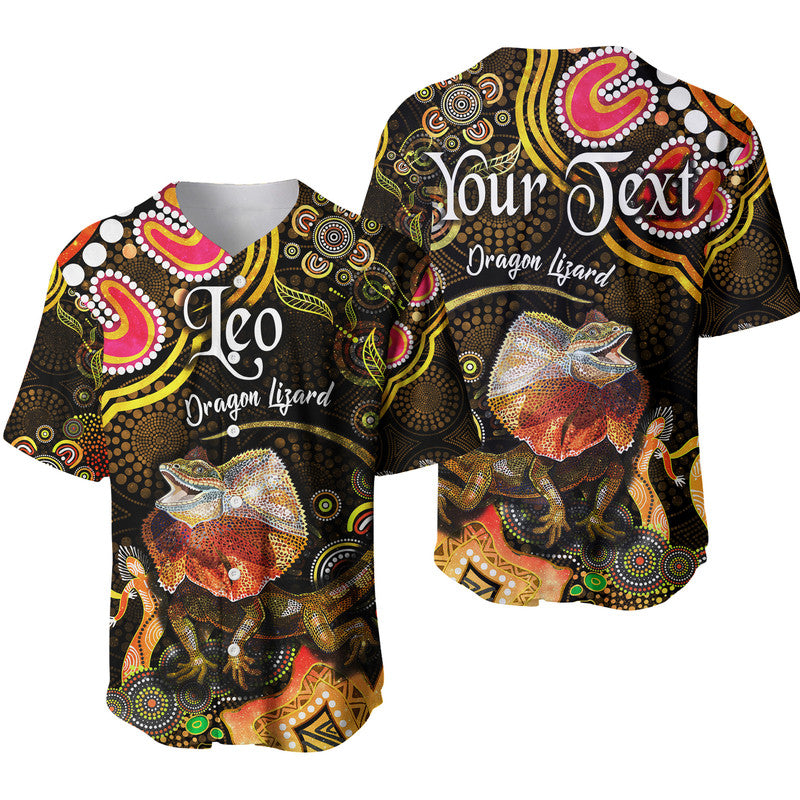 custom-personalised-australian-astrology-baseball-jersey-leo-dragon-lizard-zodiac-aboriginal-vibes-gold