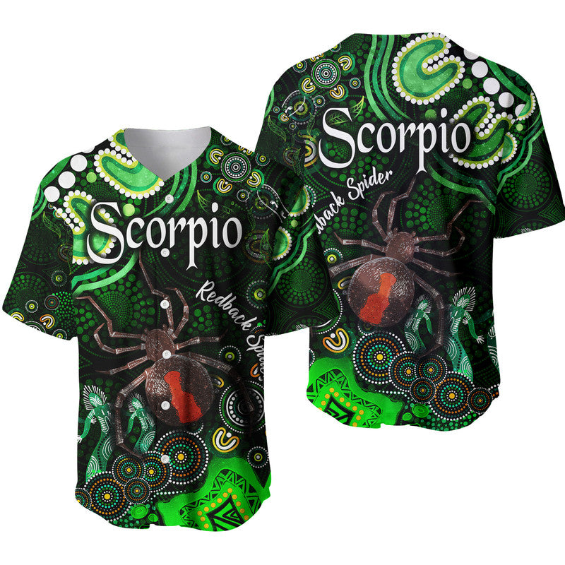 australian-astrology-baseball-jersey-scorpio-redback-spider-zodiac-aboriginal-vibes-green