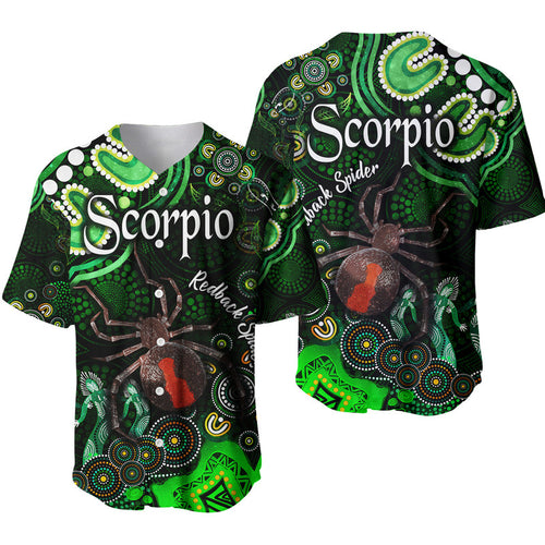 australian-astrology-baseball-jersey-scorpio-redback-spider-zodiac-aboriginal-vibes-green