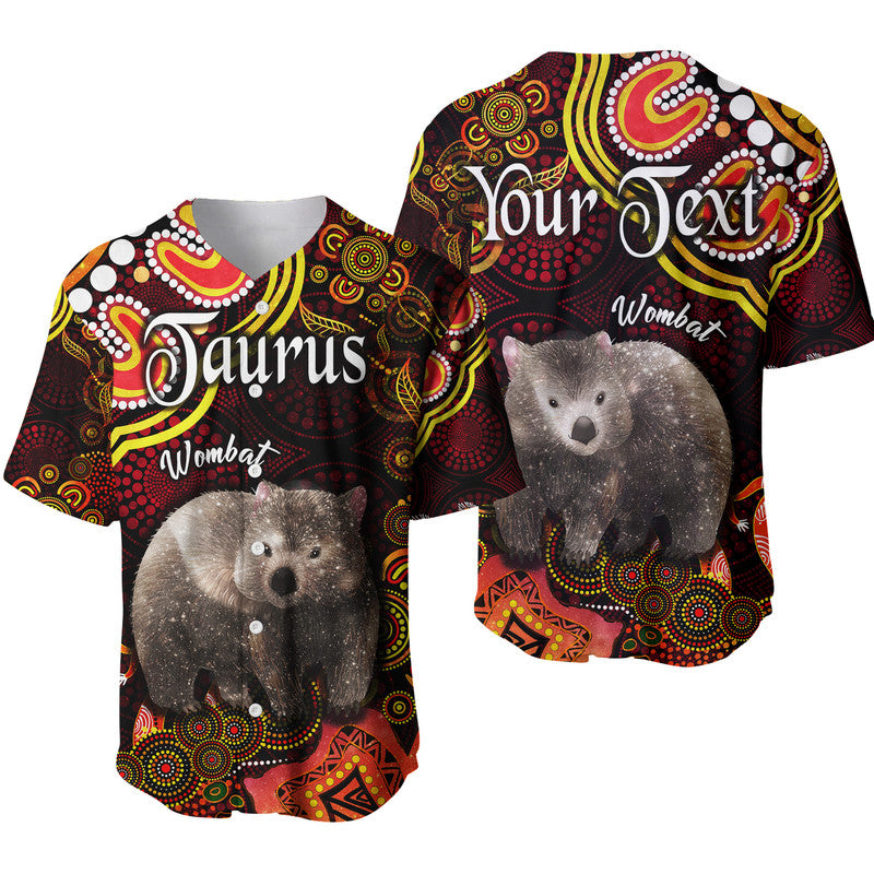 custom-personalised-australian-astrology-baseball-jersey-taurus-wombat-zodiac-aboriginal-vibes-red