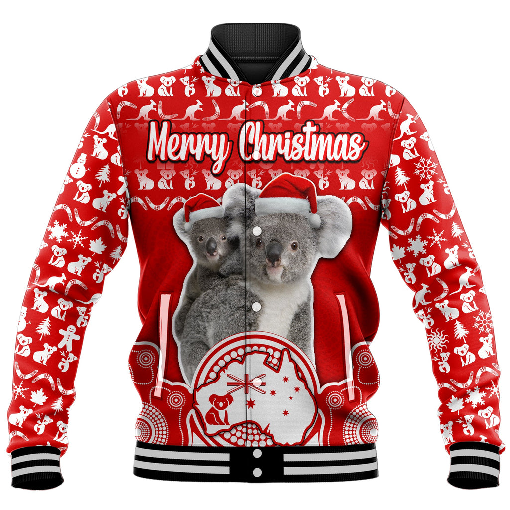 custom-personalised-australian-koala-christmas-vibe-with-aboriginal-dot-painting-style-no1-baseball-jacket
