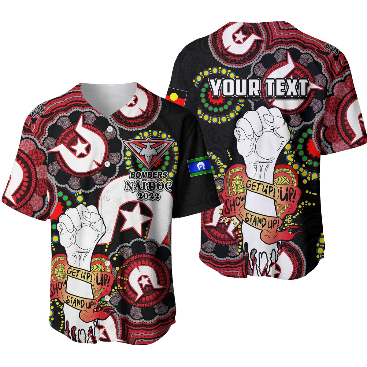 custom-personalised-bombers-australian-football-baseball-jersey-naidoc-week-2022-lets-fight-together