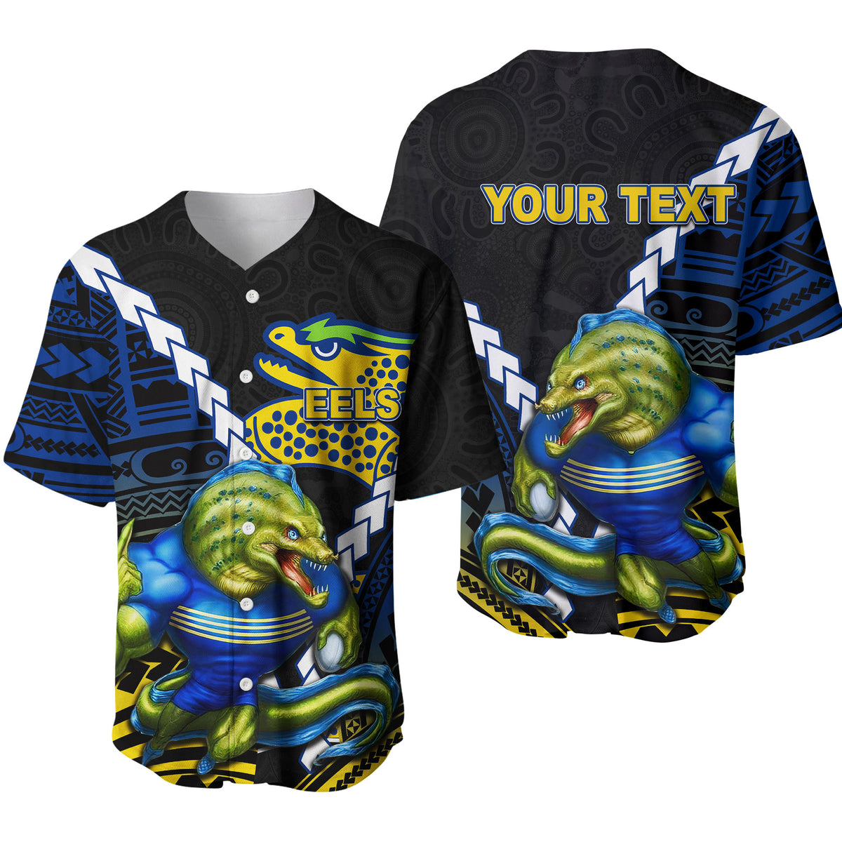 Eels Rugby Baseball Jersey Mix Polynesian