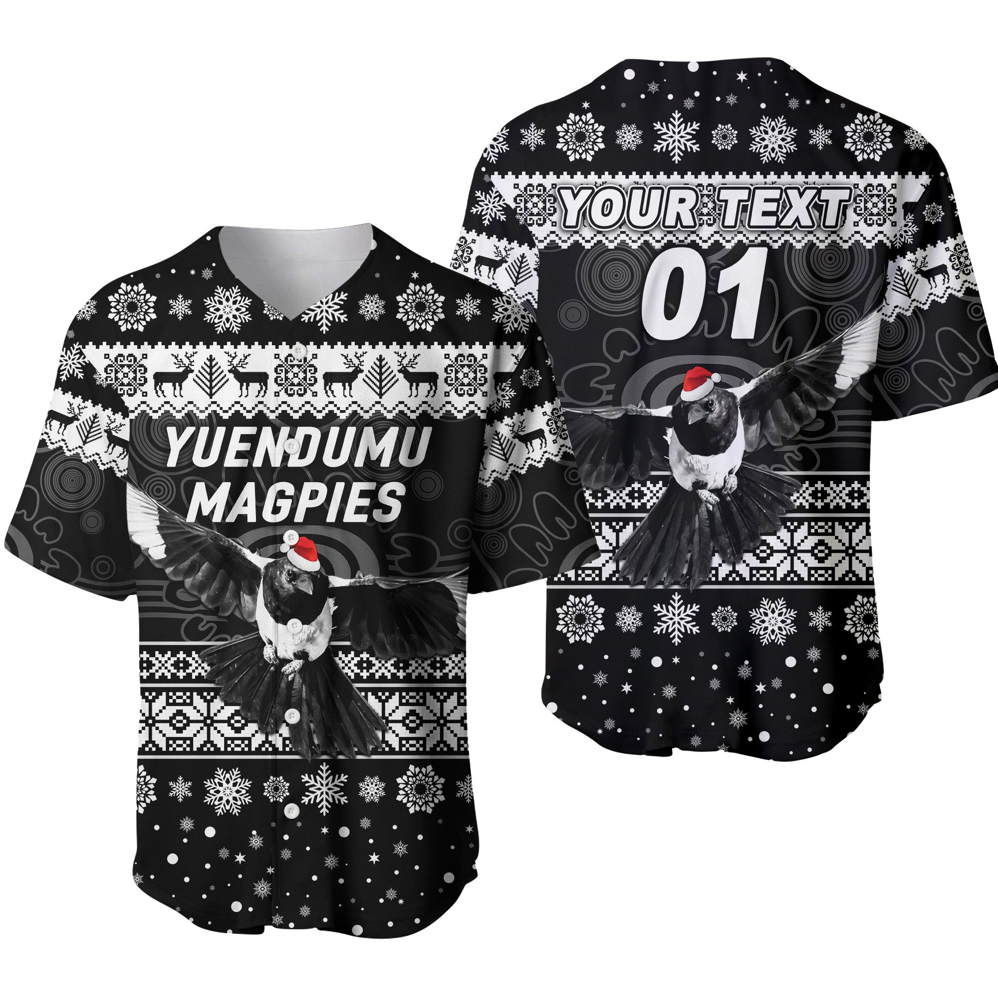 custom-personalised-yuendumu-magpies-football-club-baseball-jersey-christmas-simple-style-black
