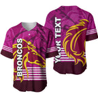 (Custom Personalised) Broncos Rugby Baseball Jersey Pink Jersey