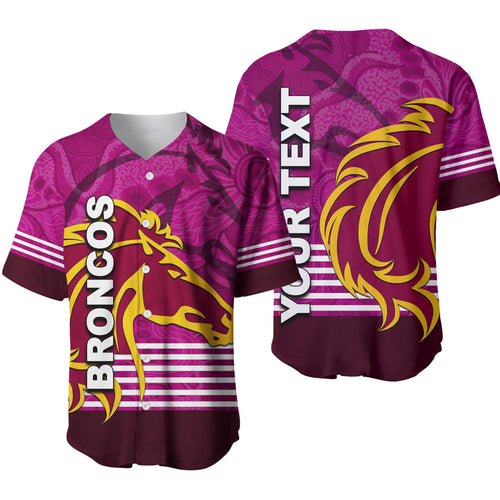 (Custom Personalised) Broncos Rugby Baseball Jersey Pink Jersey