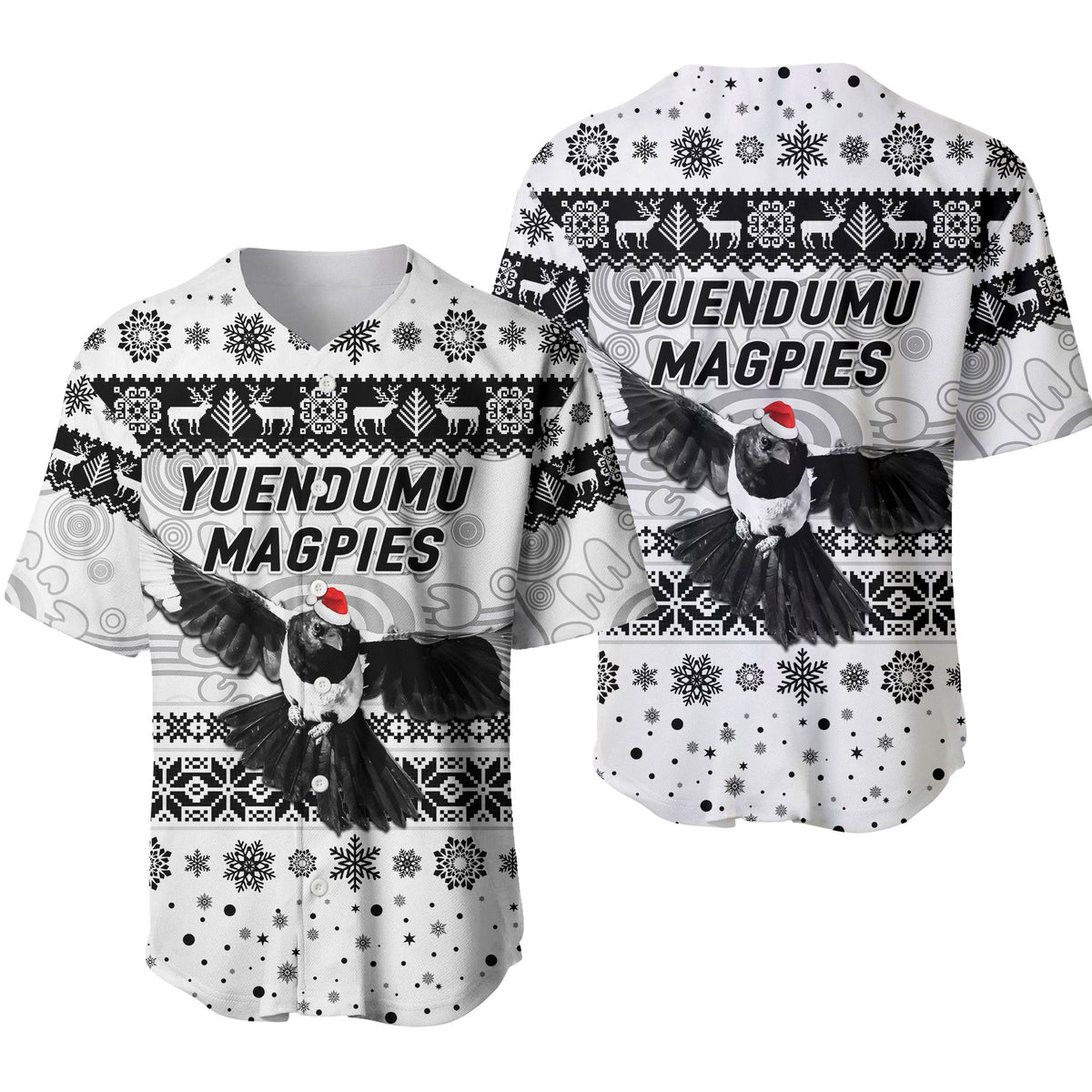 yuendumu-magpies-football-club-baseball-jersey-christmas-simple-style-white