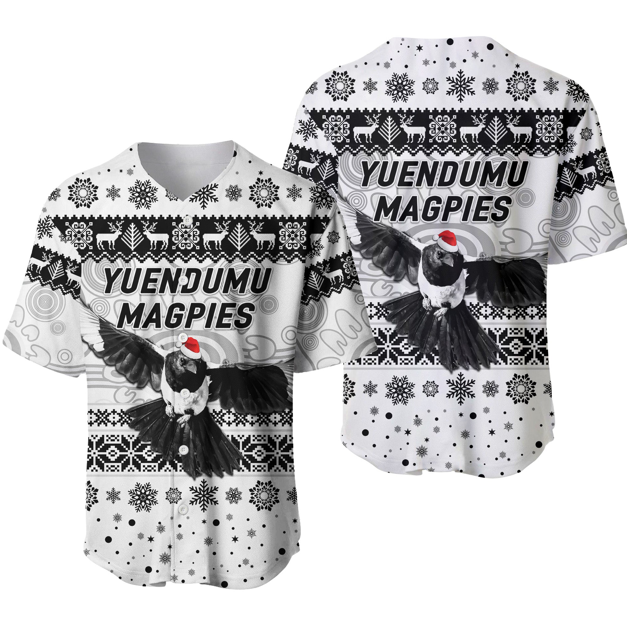 yuendumu-magpies-football-club-baseball-jersey-christmas-simple-style-white