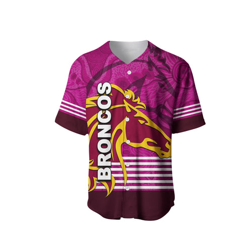(Custom Personalised) Broncos Rugby Baseball Jersey Pink Jersey LT6