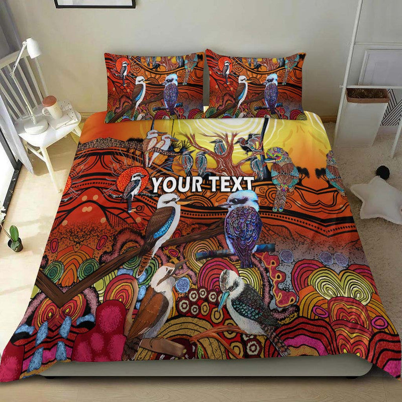 custom-personalised-australia-kookaburra-dreaming-aboriginal-arty-style-bedding-set
