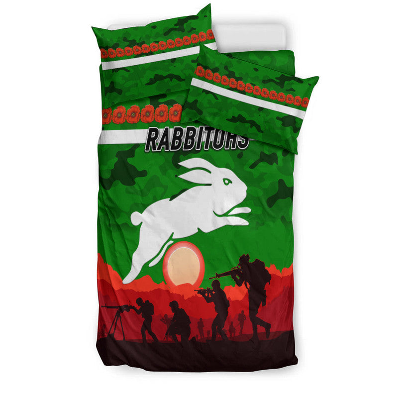 south-sydney-rabbitohs-anzac-2022-bedding-set-simple-style-green