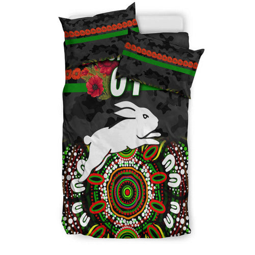 custom-personalised-south-sydney-rabbitohs-anzac-2022-bedding-set-indigenous-vibes-black