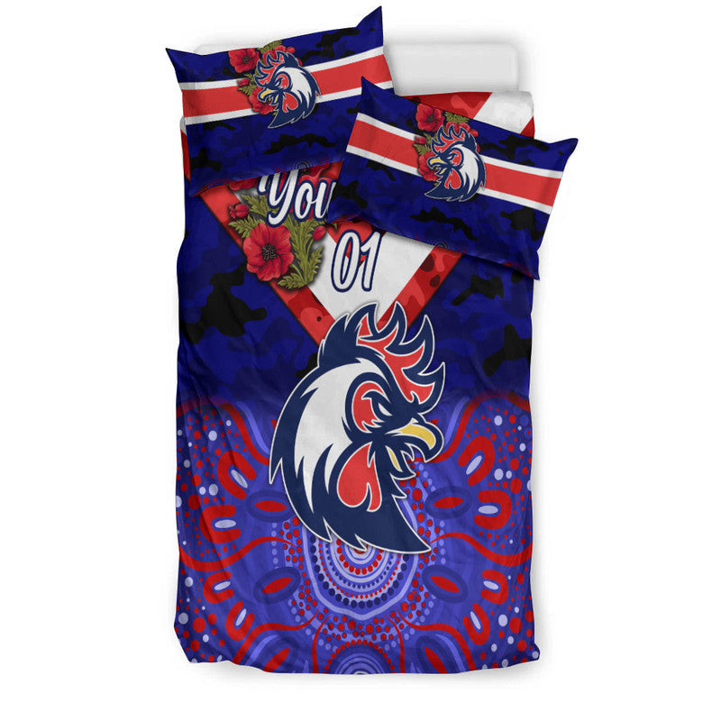 custom-personalised-sydney-roosters-anzac-2022-bedding-set-indigenous-vibes-blue