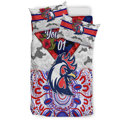 custom-personalised-sydney-roosters-anzac-2022-bedding-set-indigenous-vibes-white
