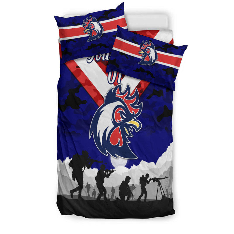 custom-personalised-sydney-roosters-anzac-2022-bedding-set-simple-style-blue