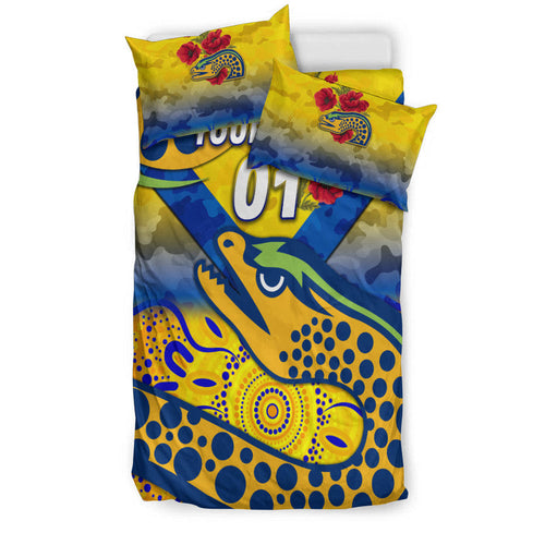 custom-personalised-parramatta-eels-anzac-2022-bedding-set-indigenous-vibes-gold