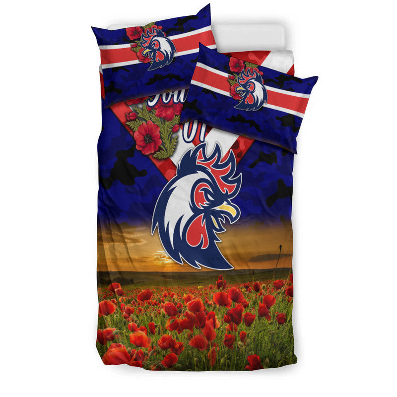 custom-personalised-sydney-roosters-anzac-2022-bedding-set-poppy-flowers-vibes-blue