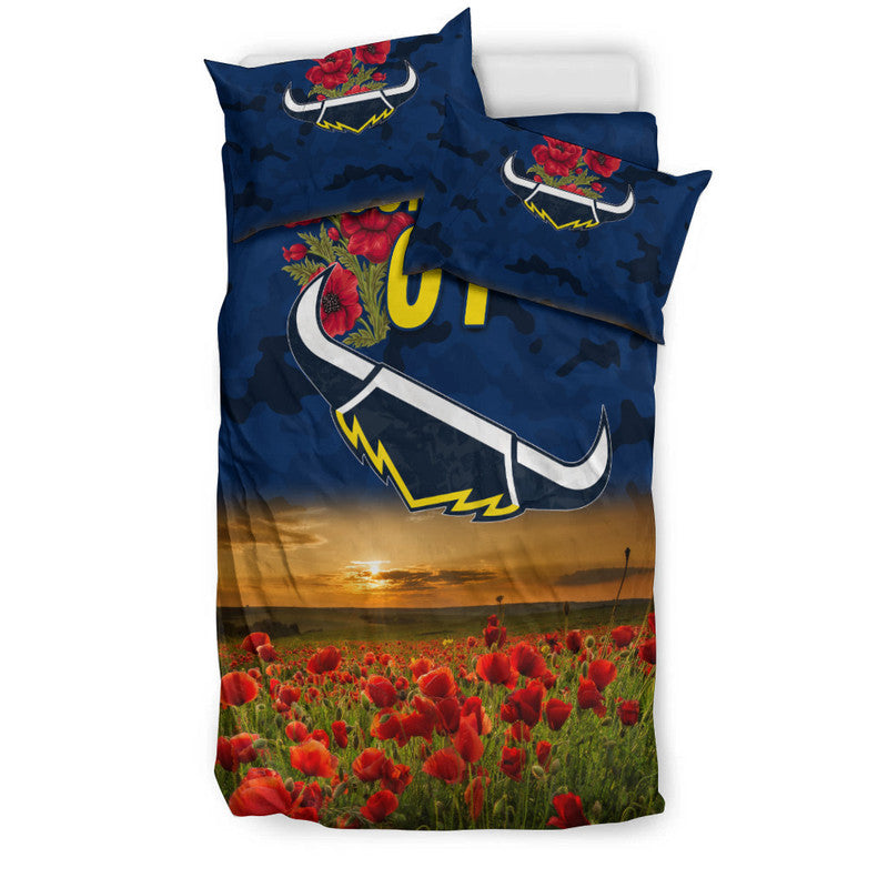 custom-personalised-north-queensland-cowboys-anzac-2022-bedding-set-poppy-flowers-vibes-blue