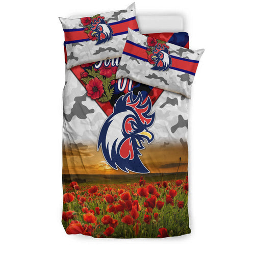custom-personalised-sydney-roosters-anzac-2022-bedding-set-poppy-flowers-vibes-white