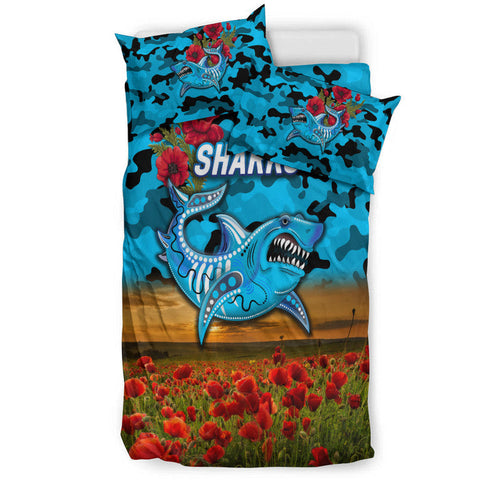 cronulla-sutherland-sharks-anzac-2022-bedding-set-poppy-flowers-vibes