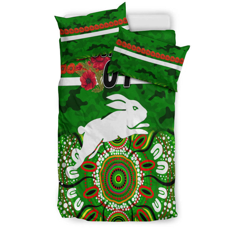 custom-personalised-south-sydney-rabbitohs-anzac-2022-bedding-set-indigenous-vibes-green