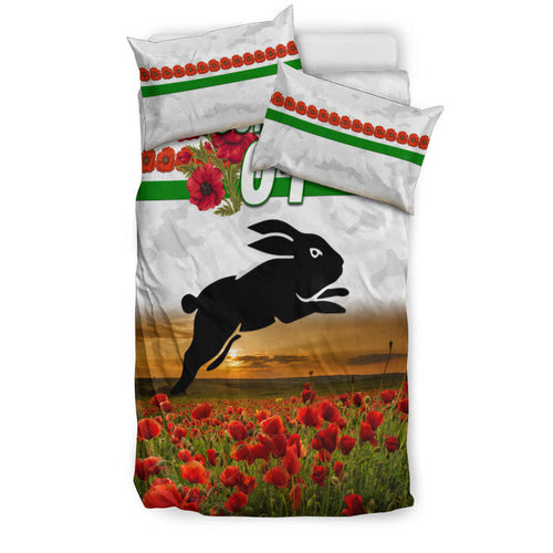 custom-personalised-south-sydney-rabbitohs-anzac-2022-bedding-set-poppy-flowers-vibes-white