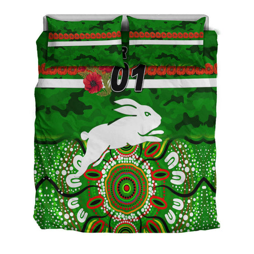 custom-personalised-south-sydney-rabbitohs-anzac-2022-bedding-set-indigenous-vibes-green