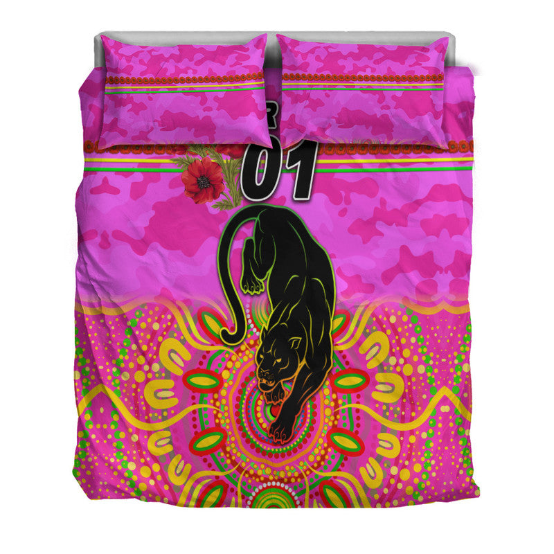 custom-personalised-penrith-panthers-anzac-2022-bedding-set-indigenous-vibes-pink