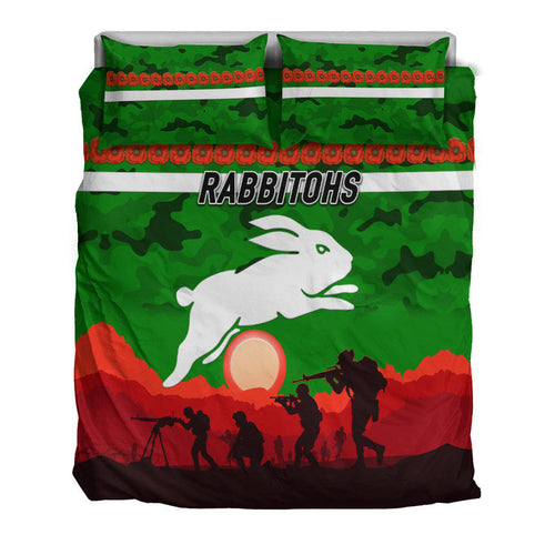 south-sydney-rabbitohs-anzac-2022-bedding-set-simple-style-green