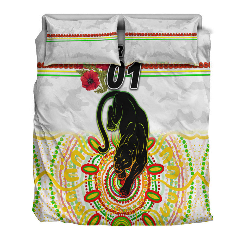 custom-personalised-penrith-panthers-anzac-2022-bedding-set-indigenous-vibes-white