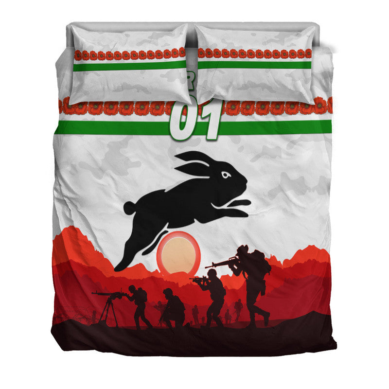 custom-personalised-south-sydney-rabbitohs-anzac-2022-bedding-set-simple-style-white
