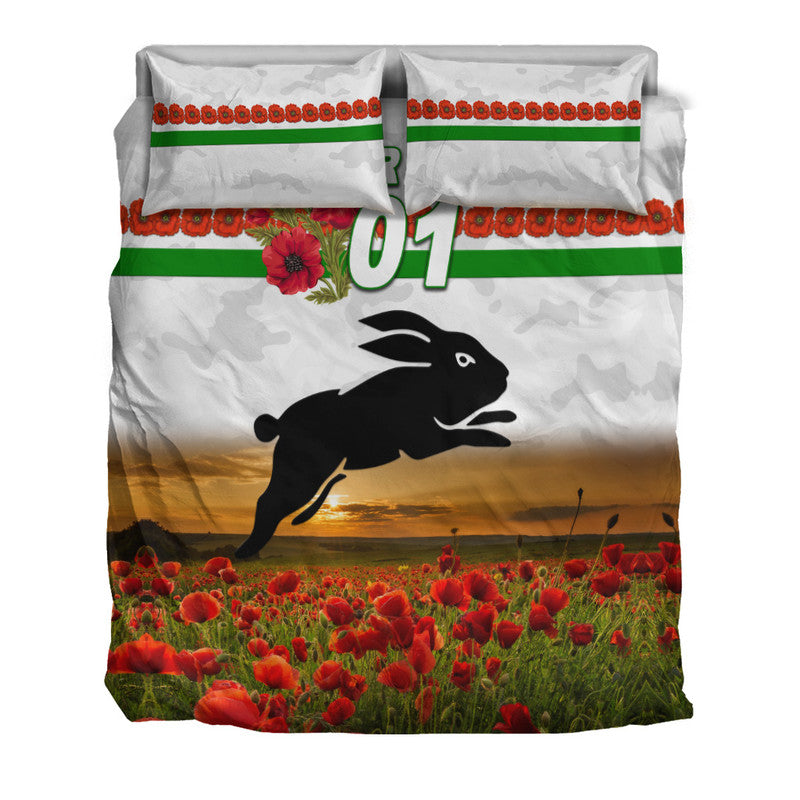 custom-personalised-south-sydney-rabbitohs-anzac-2022-bedding-set-poppy-flowers-vibes-white