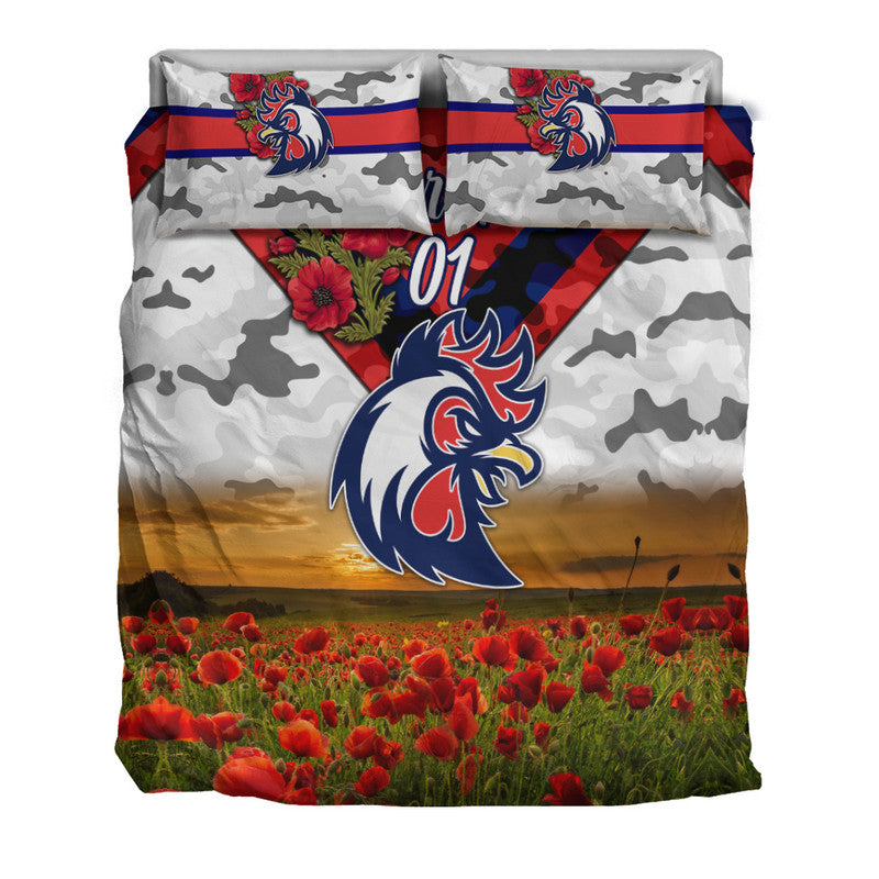 custom-personalised-sydney-roosters-anzac-2022-bedding-set-poppy-flowers-vibes-white