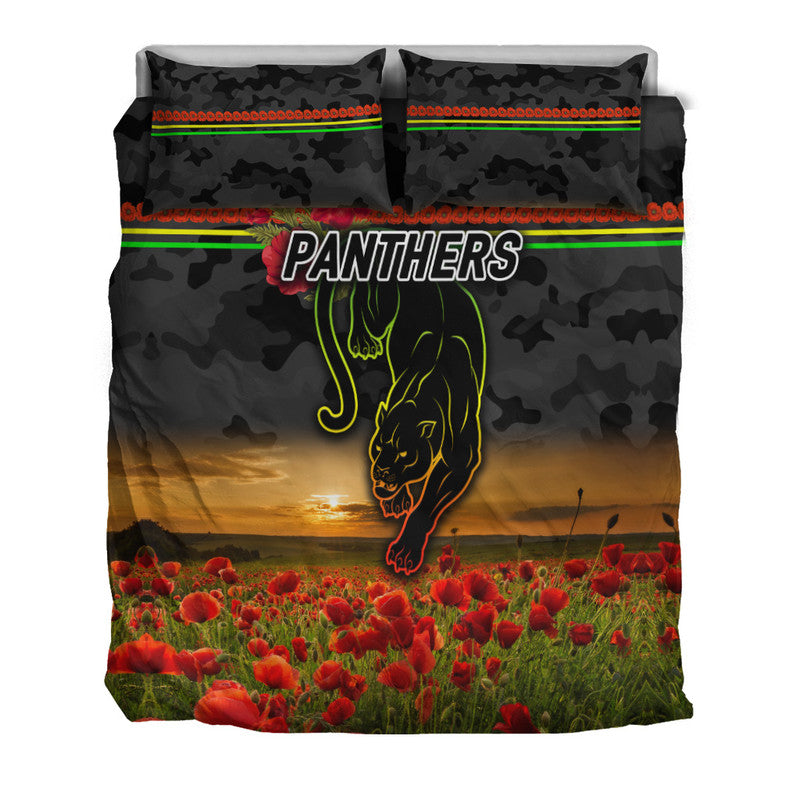 penrith-panthers-anzac-2022-bedding-set-poppy-flowers-vibes-black