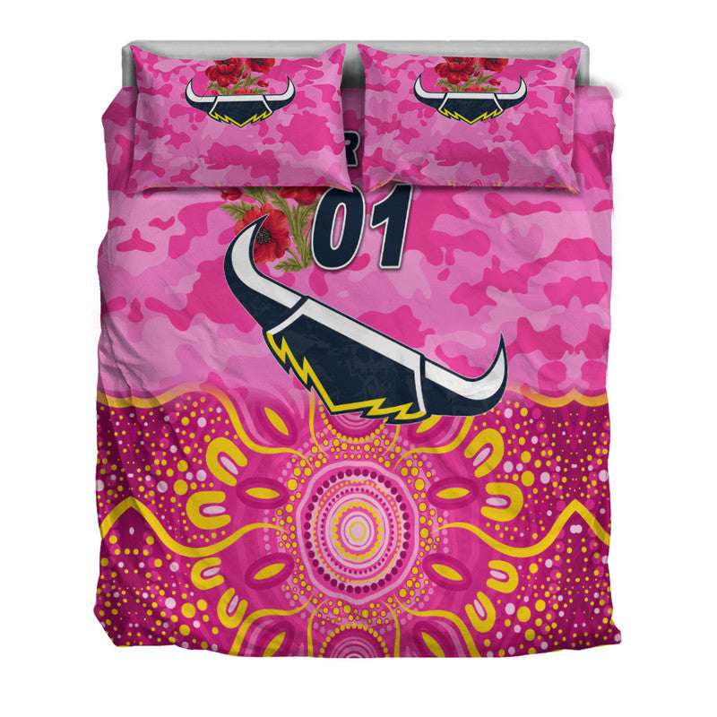 custom-personalised-north-queensland-cowboys-anzac-2022-bedding-set-indigenous-vibes-pink