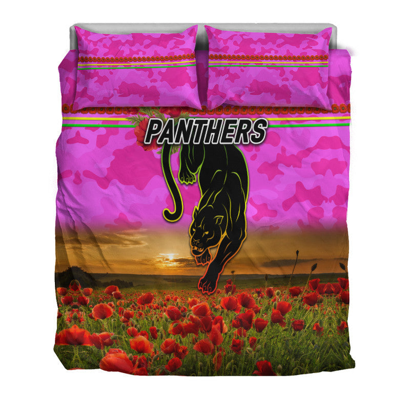 penrith-panthers-anzac-2022-bedding-set-poppy-flowers-vibes-pink