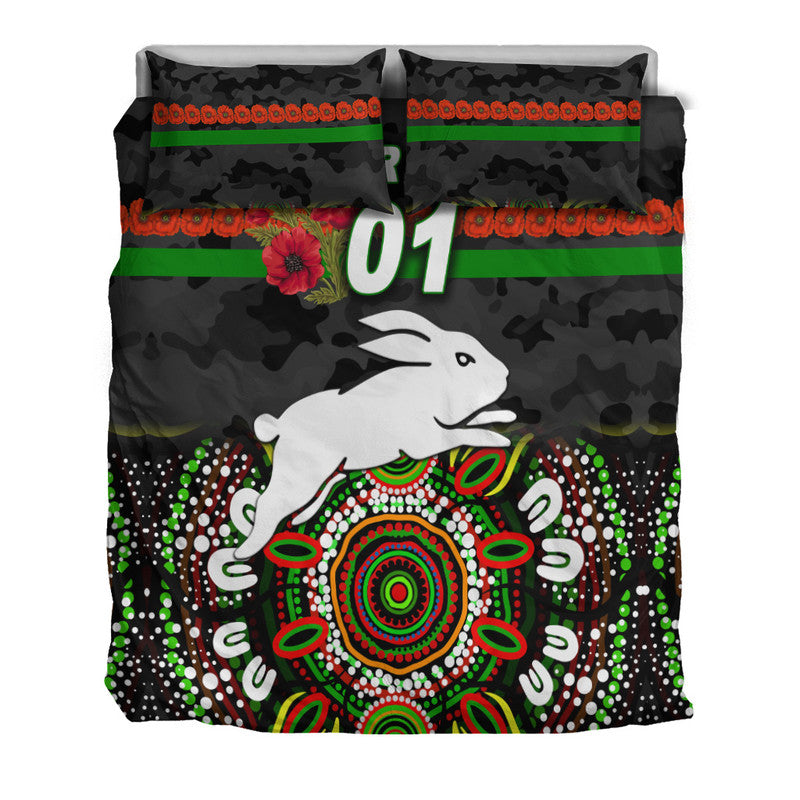 custom-personalised-south-sydney-rabbitohs-anzac-2022-bedding-set-indigenous-vibes-black