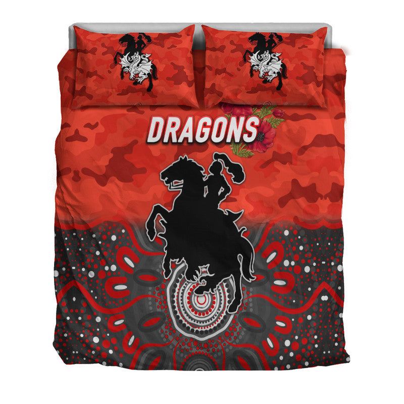 st-george-illawarra-dragons-anzac-2022-bedding-set-indigenous-vibes-red