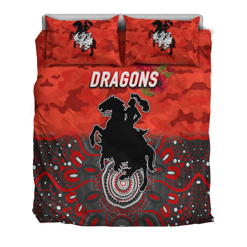 st-george-illawarra-dragons-anzac-2022-bedding-set-indigenous-vibes-red