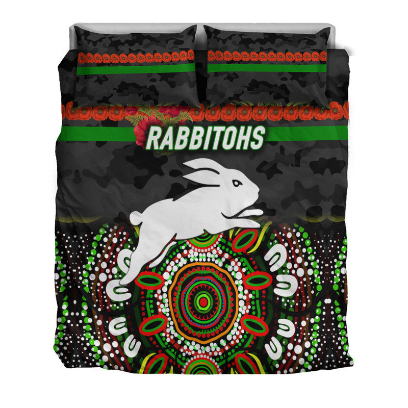 south-sydney-rabbitohs-anzac-2022-bedding-set-indigenous-vibes-black