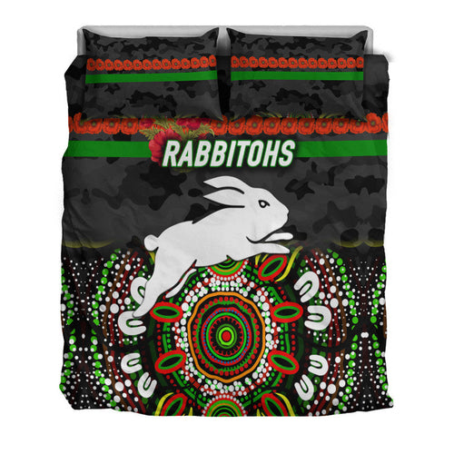 south-sydney-rabbitohs-anzac-2022-bedding-set-indigenous-vibes-black