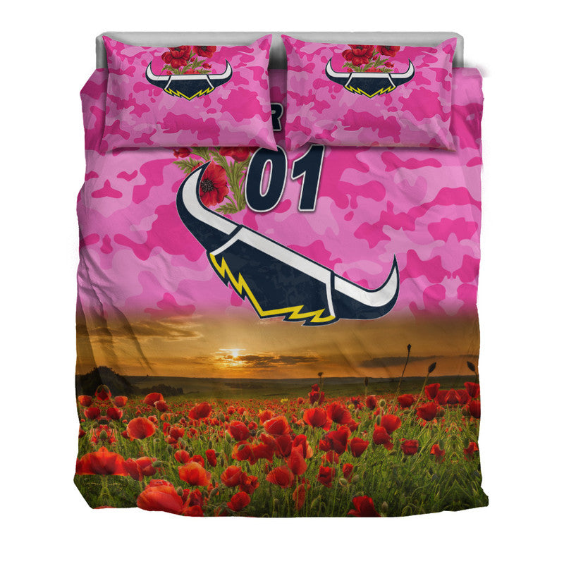 custom-personalised-north-queensland-cowboys-anzac-2022-bedding-set-poppy-flowers-vibes-pink