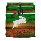 custom-personalised-south-sydney-rabbitohs-anzac-2022-bedding-set-poppy-flowers-vibes-green