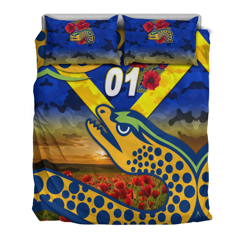 custom-personalised-parramatta-eels-anzac-2022-bedding-set-poppy-flowers-vibes-blue