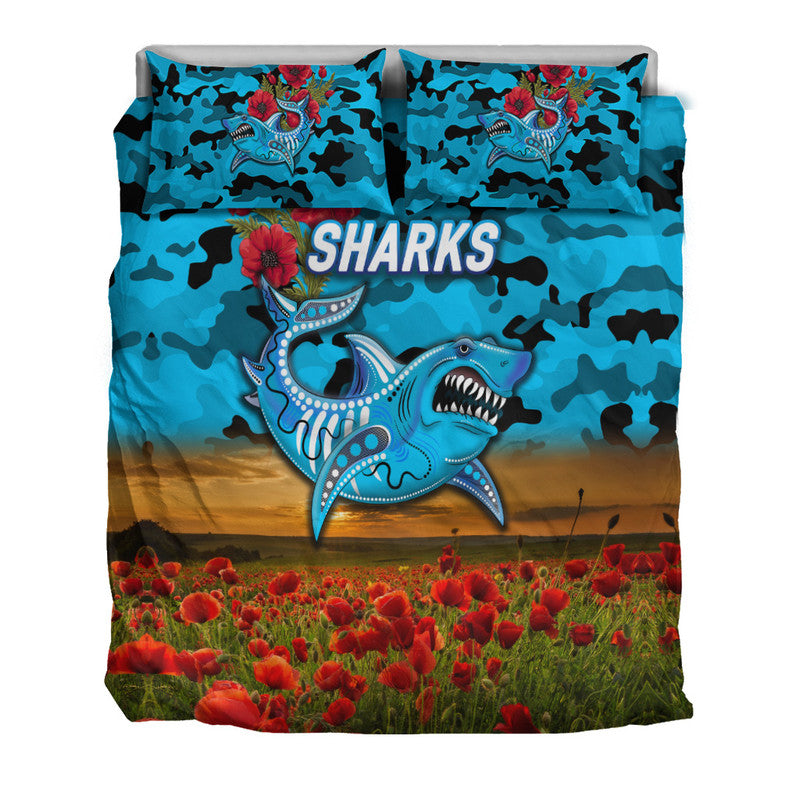 cronulla-sutherland-sharks-anzac-2022-bedding-set-poppy-flowers-vibes