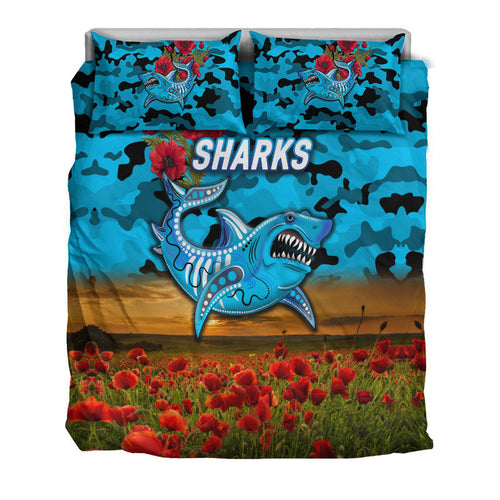 cronulla-sutherland-sharks-anzac-2022-bedding-set-poppy-flowers-vibes