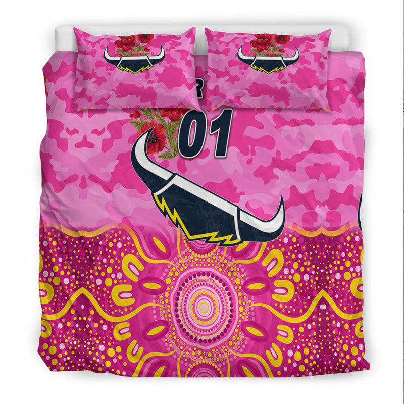 custom-personalised-north-queensland-cowboys-anzac-2022-bedding-set-indigenous-vibes-pink
